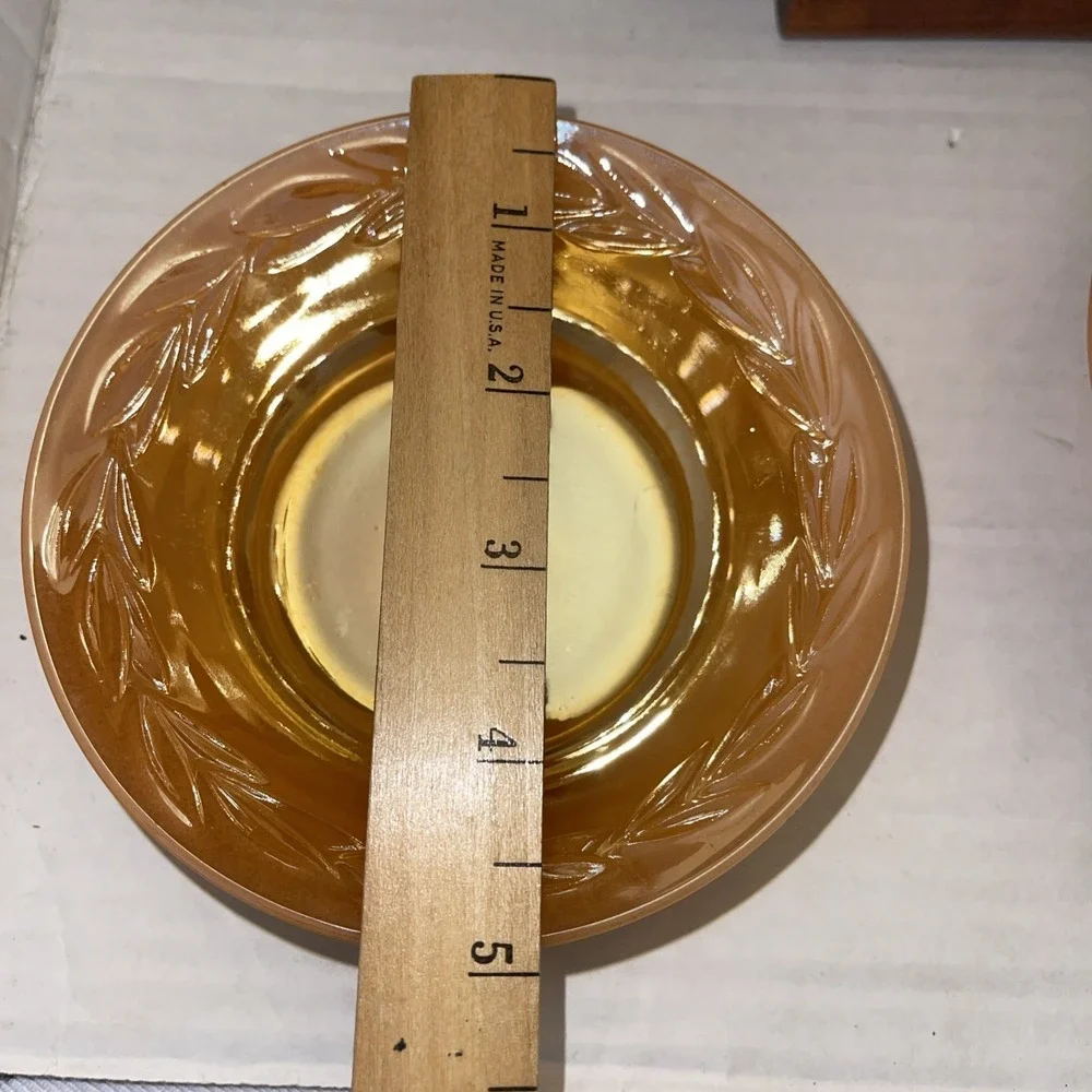Peach Iridescent Carnival Glass 5 Dessert  Dish Bowls 5
